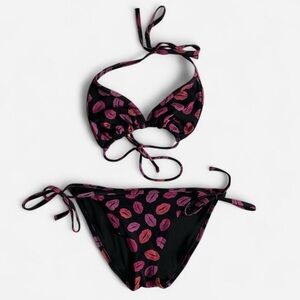 SOLD Victoria’s Secret black + pink lip print bikiniSOLD
